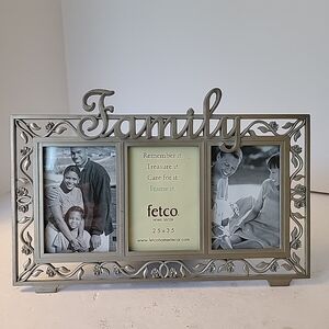 Fetco Silver Floral "Family" Triple Photo Frame